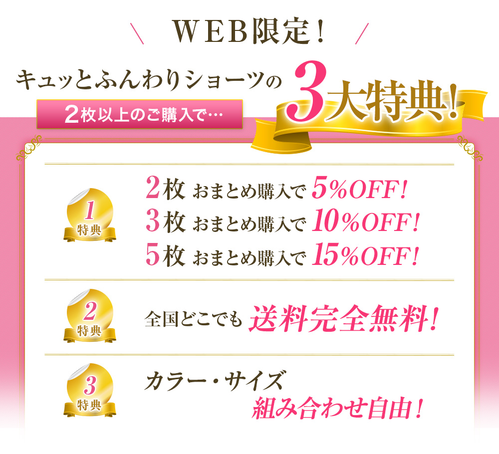 WEB限定!キュッとふんわりショーツだけの3大特典!